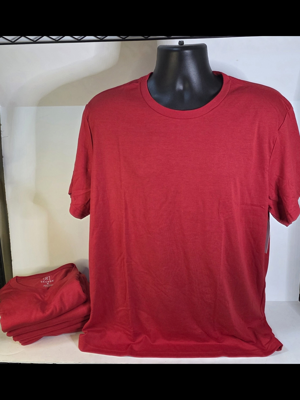 George Men's Red Short Sleeve Crewneck T-Shirt Set Of 6
